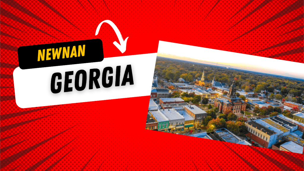 Historic downtown Newnan, GA with classic architecture and scenic streetscape.