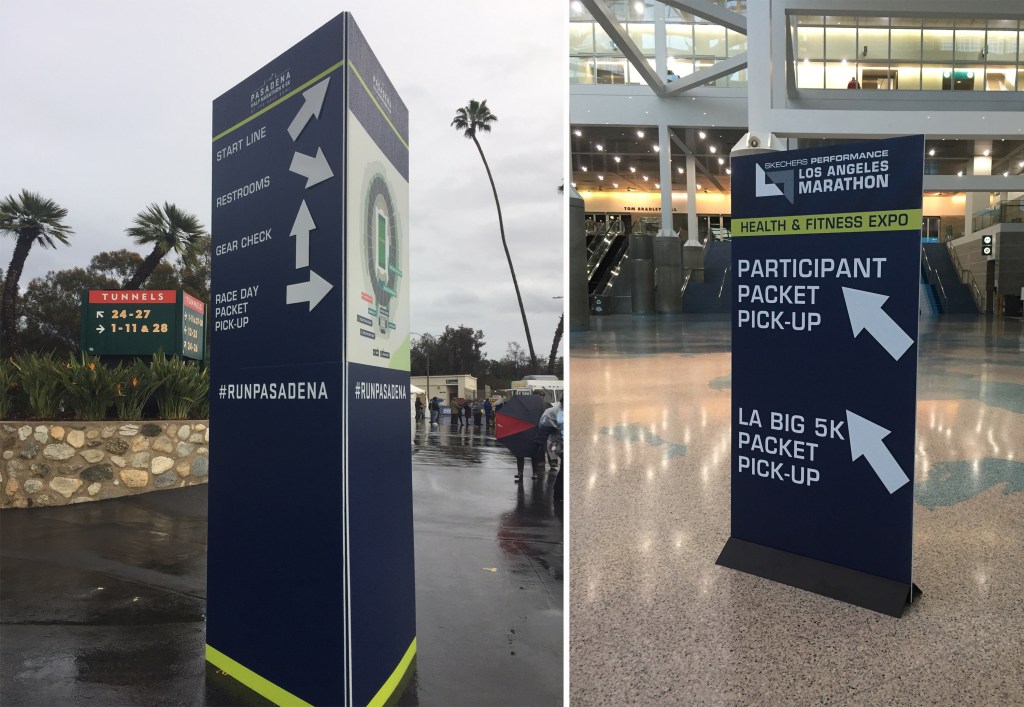 Clear directional signage guiding event attendees to different areas