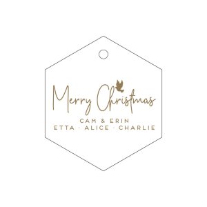 Holiday gift tags in acrylic that can be customized with your own wording or logo